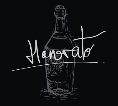 Ilustración de una botella de vino y firma de Honorato